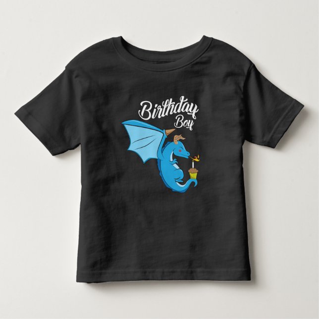 Birthday Boy Dragon Gift Cupcake Candle Fire Kleinkind T-shirt (Vorderseite)