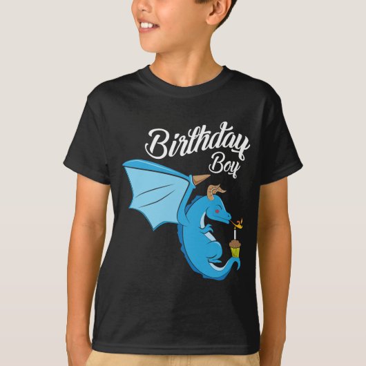 Birthday Boy Dragon Gift Cupcake Candle Fire T-Shirt (Vorderseite)