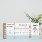 Birthday Boy Flight Ticket Einladung individuell a (Stehend Vorderseite)