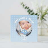 Birthday Boy Foto Winter Onederland Einladung (Stehend Vorderseite)