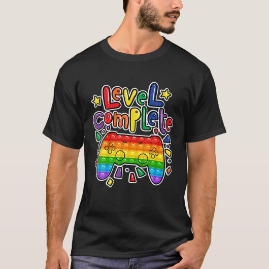 Birthday Boy Girl Level Complete Pop It Fidget Gam T-Shirt (Vorderseite)