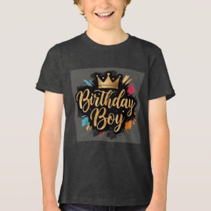Birthday Boy Golden Crown Splash Tri-Blend Shirt