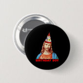 Birthday Boy Jesus Funny Christmas Party Hat Button (Vorne & Hinten)