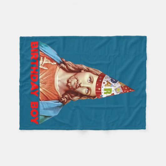 Birthday Boy Jesus Funny Christmas Party Hat Long  Fleecedecke (Vorderseite (Horizontal))