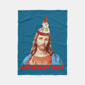 Birthday Boy Jesus Funny Christmas Party Hat Long Fleecedecke (Vorderseite)