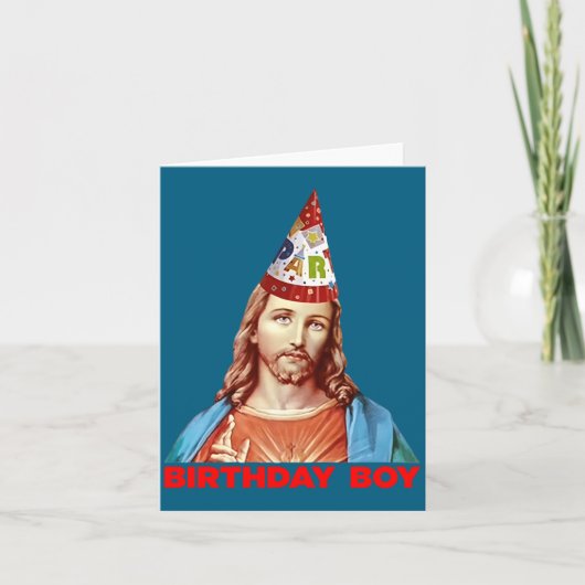 Birthday Boy Jesus Funny Christmas Party Hat Long  Karte (Vorderseite)
