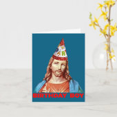 Birthday Boy Jesus Funny Christmas Party Hat Long  Karte (Gelbe Blume)
