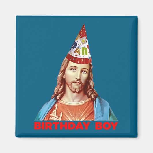 Birthday Boy Jesus Funny Christmas Party Hat Long Magnet (Vorne)