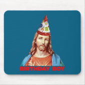 Birthday Boy Jesus Funny Christmas Party Hat Long Mousepad (Vorne)