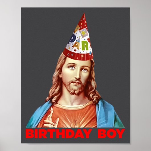 Birthday Boy Jesus Funny Christmas Party Hat Long  Poster (Vorne)