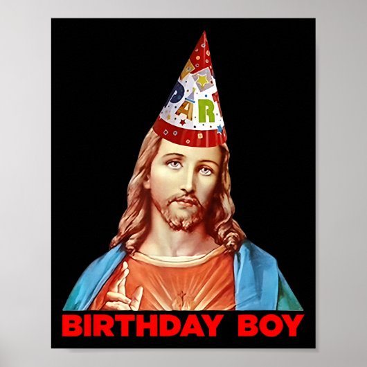 Birthday Boy Jesus Funny Christmas Party Hat  Poster (Vorne)