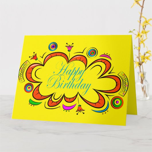 Birthday Boy Karte (Gelbe Blume)