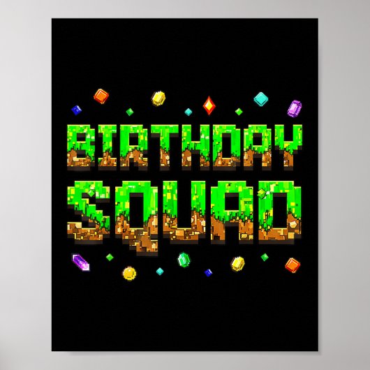 Birthday Boy Kid Birthday Squad Gamer Pixel Family Poster (Vorne)