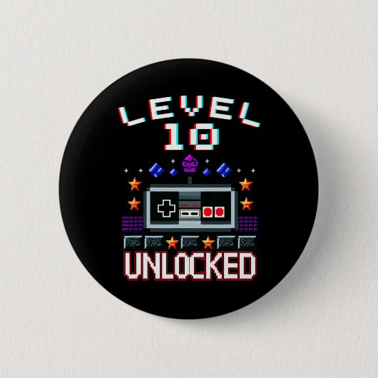Birthday Boy Level 10 Entsperrte Funny Video Game Button (Vorderseite)