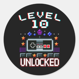 Birthday Boy Level 10 Entsperrte Funny Video Game Runder Aufkleber