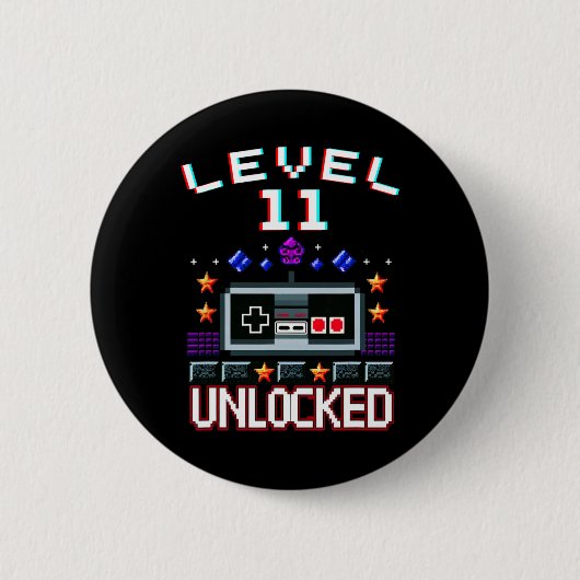 Birthday Boy Level 11 Entsperrte Funny Video Game Button (Vorderseite)