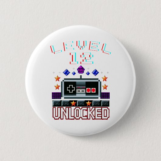 Birthday Boy Level 12 Entsperrte Funny Video Game Button (Vorderseite)