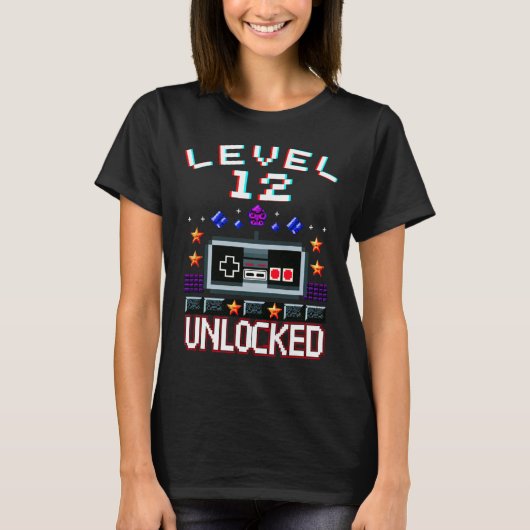 Birthday Boy Level 12 Entsperrte Funny Video Game  T-Shirt (Vorderseite)