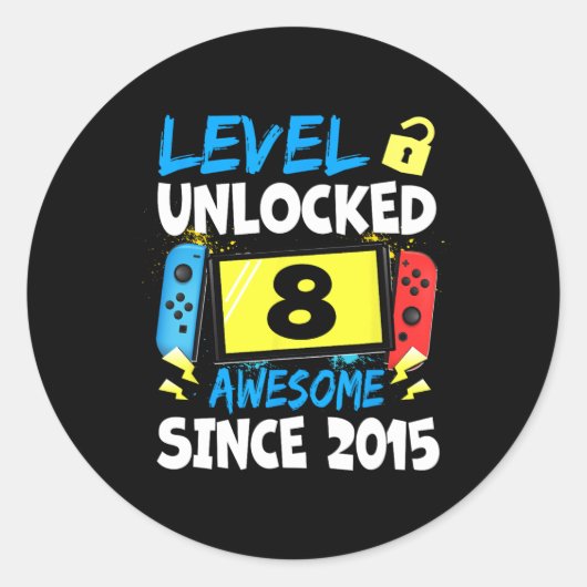 Birthday Boy Level 8 Unlock Phantastisch 2015 Vide Runder Aufkleber (Vorderseite)