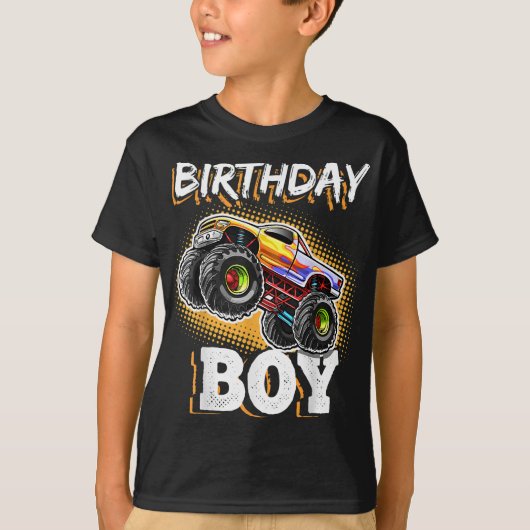 Birthday Boy Monster Truck Birthday Party Geschenk T-Shirt (Vorderseite)