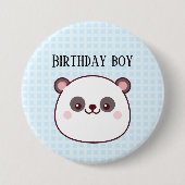 Birthday Boy Panda Kawaii Button (Vorderseite)