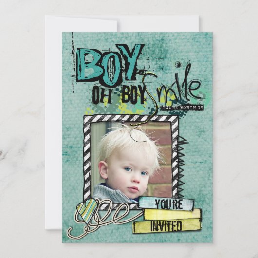 Birthday Boy Party laden Einladung (Vorderseite)