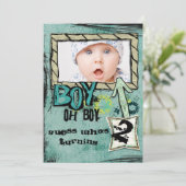 Birthday Boy Party laden Einladung (Stehend Vorderseite)