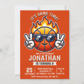  Birthday Boy party with a basketball Ball theme Einladung (Vorderseite)