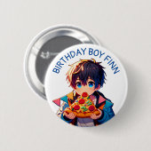 Birthday Boy | Pizza-Party von Anime Boy Button (Vorne & Hinten)