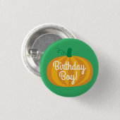 Birthday Boy Pumpkin Abzeichen Button Button (Vorne & Hinten)