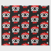 Birthday Boy Red Monster Truck mit Age Black Geschenkpapier (Flach)