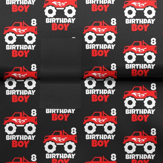 Birthday Boy Red Monster Truck mit Age Black Seidenpapier