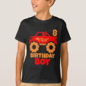 Birthday Boy Red Monster Truck mit Age Orange T-Shirt (Vorderseite)