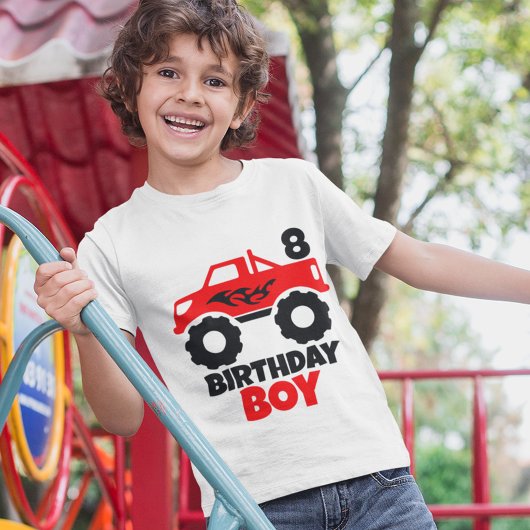 Birthday Boy Red Monster Truck with Age T-Shirt