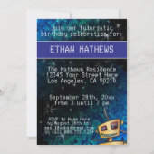 Birthday Boy Robot Comic Book Hero Space SciFi Einladung (Rückseite)