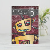 Birthday Boy Robot Comic Book Hero Space SciFi Einladung (Stehend Vorderseite)