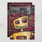 Birthday Boy Robot Comic Book Hero Space SciFi Einladung (Vorne/Hinten)