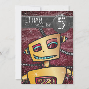 Birthday Boy Robot Comic Book Hero Space SciFi Einladung