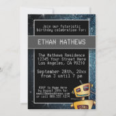 Birthday Boy Robot Comic Book Hero Space SciFi Einladung (Rückseite)