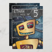 Birthday Boy Robot Comic Book Hero Space SciFi Einladung (Vorne/Hinten)