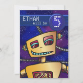 Birthday Boy Robot Comic Book Hero Space SciFi Inv Einladung (Vorderseite)