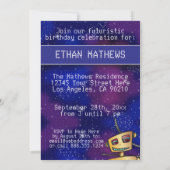 Birthday Boy Robot Comic Book Hero Space SciFi Inv Einladung (Rückseite)