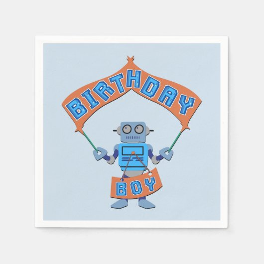 Birthday Boy Robot Serviette (Vorderseite)