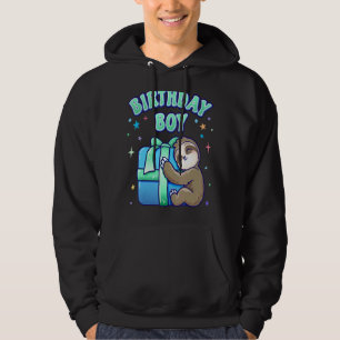 Birthday Boy Sloth Animal Theme Kids Party Hoodie