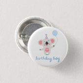 Birthday Boy Teddy Bear Holding a Balloon Button (Vorne & Hinten)