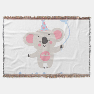 Birthday Boy Teddy Bear Holding a Balloon Decke