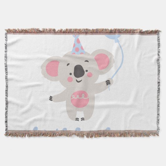 Birthday Boy Teddy Bear Holding a Balloon Decke (Vorderseite)