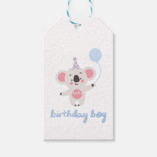 Birthday Boy Teddy Bear Holding a Balloon Geschenkanhänger