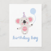 Birthday Boy Teddy Bear Holding a Balloon Postkarte (Vorderseite)