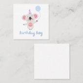 Birthday Boy Teddy Bear Holding a Balloon Quadratische Visitenkarte (Vorne/Hinten)